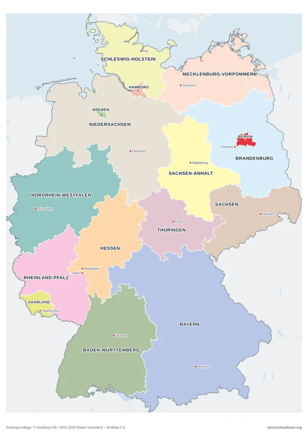 Vorschau: Deutschlandkarte der Bundesländer