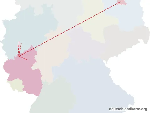 Vorschau: Entfernungskarte vom Landkreis Ahrweiler