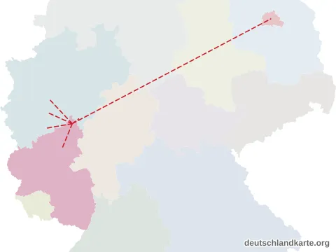 Vorschau: Entfernungskarte vom Landkreis Altenkirchen (Westerwald)