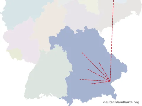 Vorschau: Entfernungskarte vom Landkreis Altötting