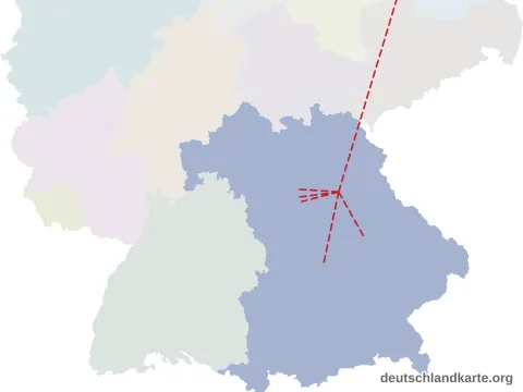 Vorschau: Entfernungskarte vom Landkreis Amberg-Sulzbach