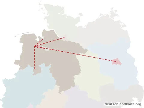Vorschau: Entfernungskarte vom Landkreis Ammerland