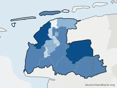 Vorschau: Einwohnerkarte vom Landkreis Aurich