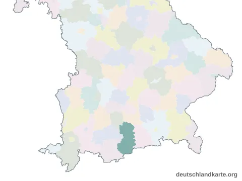 Vorschau: Karte im Bundesland vom Landkreis Bad Tölz-Wolfratshausen