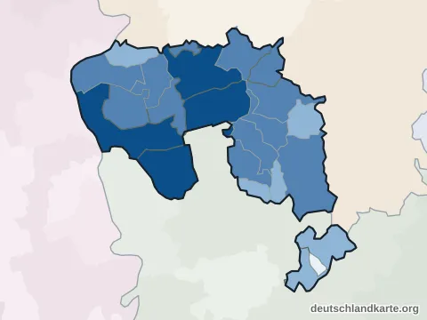 Vorschau: Einwohnerkarte vom Landkreis Bergstraße