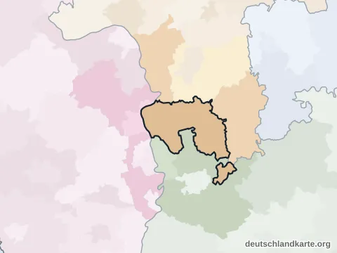 Vorschau: Nachbarkreiskarte vom Landkreis Bergstraße