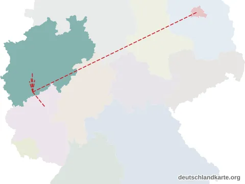 Vorschau: Entfernungskarte von der kreisfreien Stadt Bonn