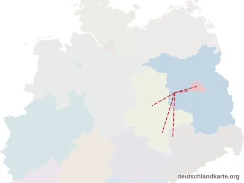Vorschau: Entfernungskarte von der kreisfreien Stadt Brandenburg an der Havel