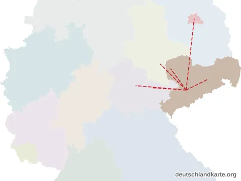 Vorschau: Entfernungskarte von der kreisfreien Stadt Chemnitz