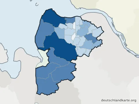 Vorschau: Einwohnerkarte vom Landkreis Cuxhaven