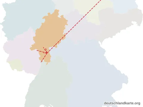 Vorschau: Entfernungskarte vom Landkreis Darmstadt-Dieburg