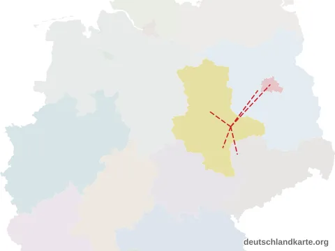 Vorschau: Entfernungskarte von der kreisfreien Stadt Dessau-Roßlau
