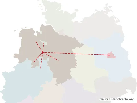 Vorschau: Entfernungskarte vom Landkreis Diepholz