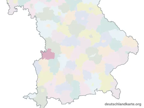 Vorschau: Karte im Bundesland vom Landkreis Dillingen a.d.Donau
