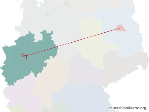 Vorschau: Entfernungskarte von der kreisfreien Stadt Dortmund