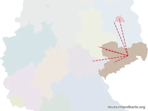 Vorschau: Entfernungskarte von der kreisfreien Stadt Dresden