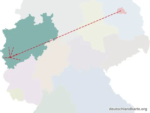 Vorschau: Entfernungskarte vom Kreis Düren