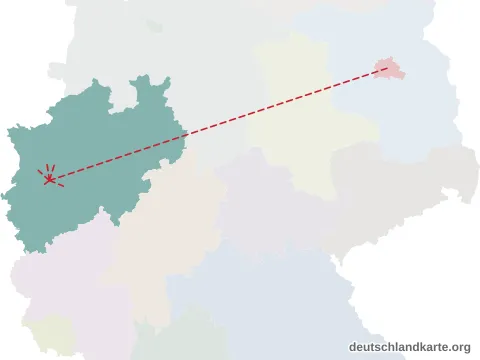 Vorschau: Entfernungskarte von der kreisfreien Stadt Düsseldorf