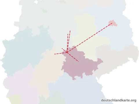 Vorschau: Entfernungskarte vom Landkreis Eichsfeld