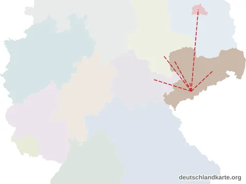 Vorschau: Entfernungskarte vom Erzgebirgskreis