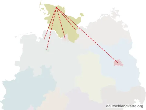 Vorschau: Entfernungskarte von der kreisfreien Stadt Flensburg