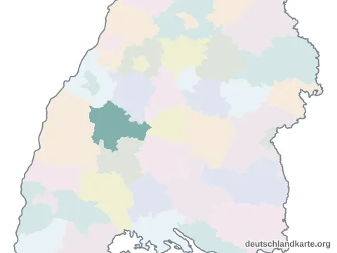 Vorschau: Karte im Bundesland vom Landkreis Freudenstadt