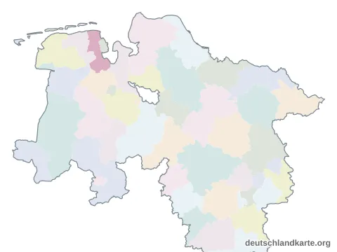 Vorschau: Karte im Bundesland vom Landkreis Friesland