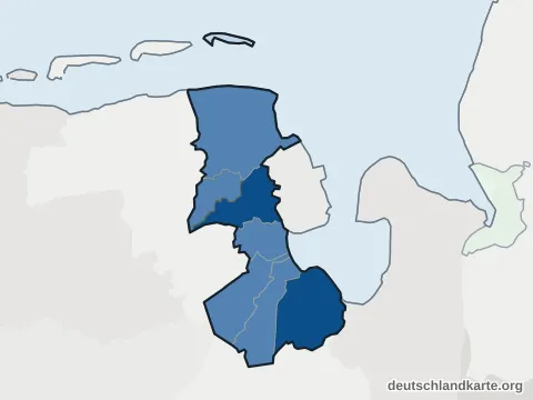 Vorschau: Einwohnerkarte vom Landkreis Friesland