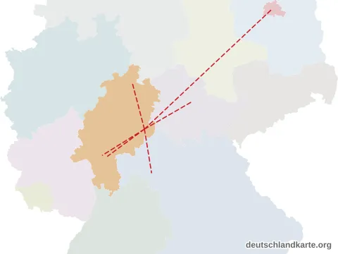 Vorschau: Entfernungskarte vom Landkreis Fulda