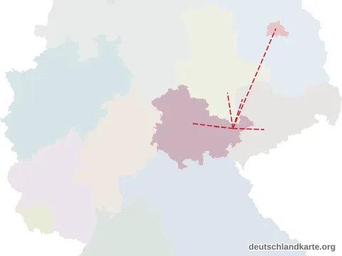 Vorschau: Entfernungskarte von der kreisfreien Stadt Gera