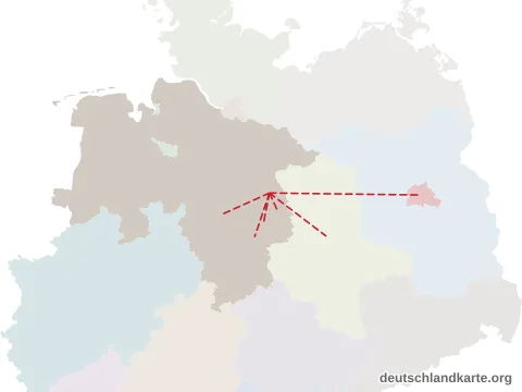 Vorschau: Entfernungskarte vom Landkreis Gifhorn