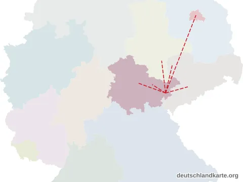 Vorschau: Entfernungskarte vom Landkreis Greiz