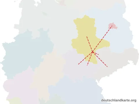 Vorschau: Entfernungskarte von der kreisfreien Stadt Halle (Saale)