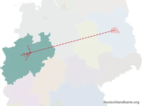 Vorschau: Entfernungskarte von der kreisfreien Stadt Hamm