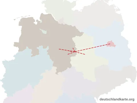 Vorschau: Entfernungskarte vom Landkreis Helmstedt