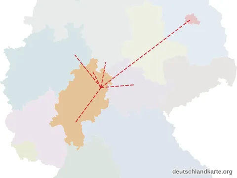 Vorschau: Entfernungskarte vom Landkreis Hersfeld-Rotenburg