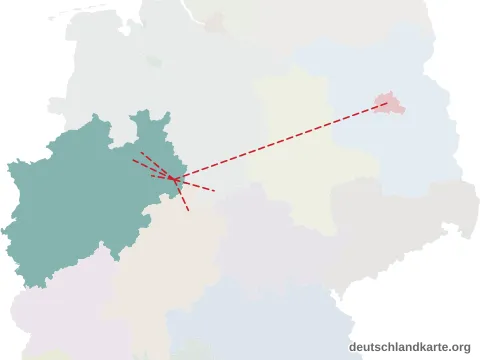 Vorschau: Entfernungskarte vom Kreis Höxter
