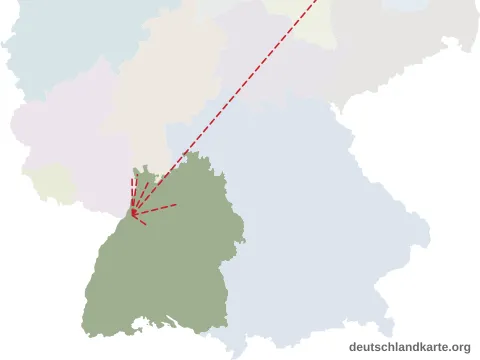 Vorschau: Entfernungskarte vom Stadtkreis Karlsruhe
