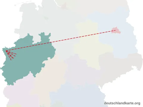 Vorschau: Entfernungskarte vom Kreis Kleve