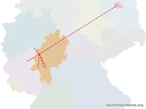 Vorschau: Entfernungskarte vom Lahn-Dill-Kreis