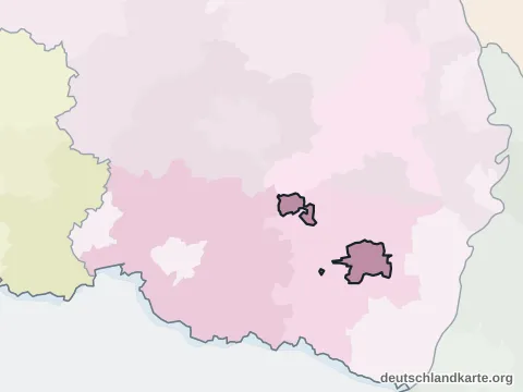 Vorschau: Nachbarkreiskarte von der kreisfreien Stadt Landau in der Pfalz
