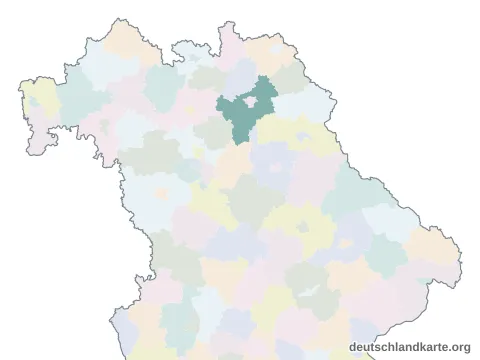 Vorschau: Karte im Bundesland vom Landkreis Bayreuth