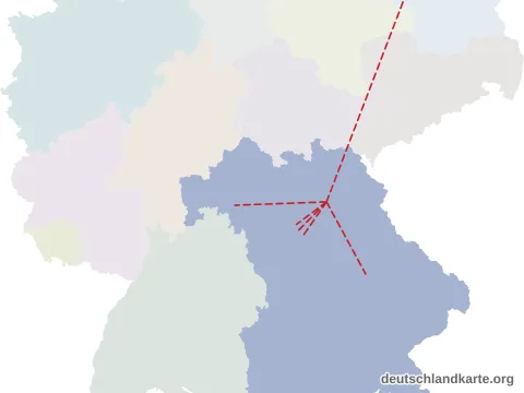 Vorschau: Entfernungskarte vom Landkreis Bayreuth