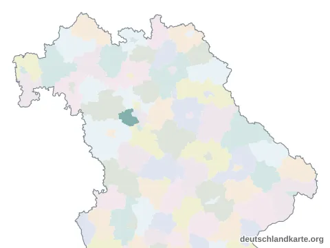 Vorschau: Karte im Bundesland vom Landkreis Fürth