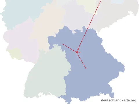 Vorschau: Entfernungskarte vom Landkreis Fürth