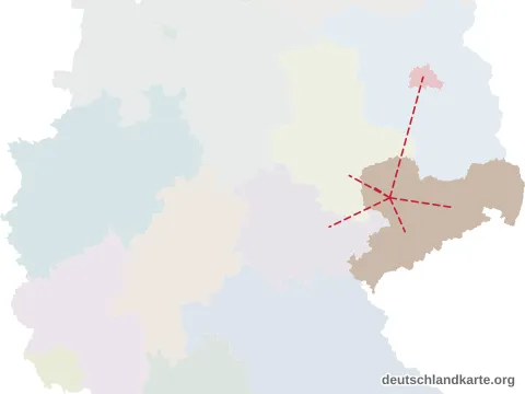 Vorschau: Entfernungskarte vom Landkreis Leipzig