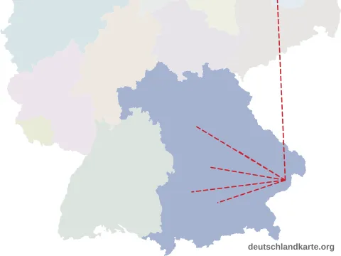 Vorschau: Entfernungskarte vom Landkreis Passau