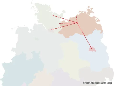 Vorschau: Entfernungskarte vom Landkreis Rostock