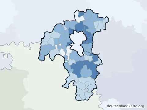 Vorschau: Einwohnerkarte vom Landkreis Würzburg