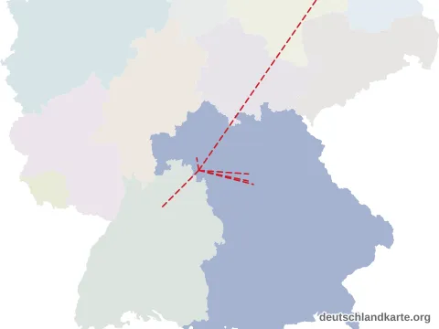 Vorschau: Entfernungskarte vom Landkreis Würzburg